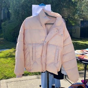 Free people pink puffer jacket